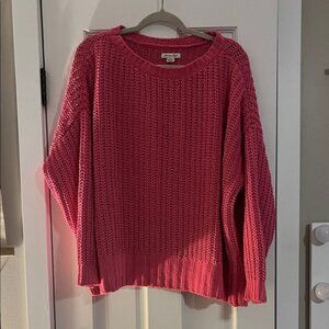 American Eagle Outfitters Vibrant Pink Crew Neck Sweater